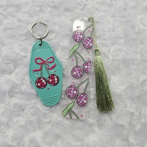 Disco Cherries Keychain & Bookmark Bundle, Keychains, Bookworms, Book Accessories, Bookish Gifts, Cherries, Bookworm Gifts, Fun Gift Ideas
