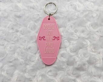 Boujee Mädchen in einer rosa Welt Schlüsselbund, Retro-Motel-Schlüsselanhänger, personalisiertes Geschenk, Brautjungfern Geschenk, Geschenke für Mädchen