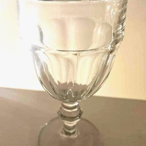 Vintage Clear Pressed Glass Goblet – Faceted Stem & Ribbed Bowl, Drinkware or Decor
