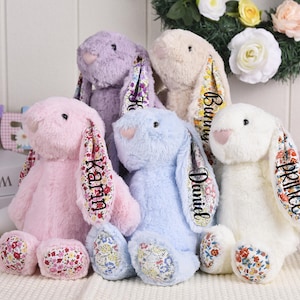 Personalized Bunny Rabbit,Monogrammed Bunny Baby Shower Gift,Stuffed Animal,Plush Bunny Toy,Gift For Kid, Stuffed Bunny Rabbit