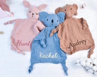Personalized Animal Comforter, Embroidered Name Baby Blanket,Baby Gifts for New Moms,Security Blanket,Monogrammed Custom Baby Shower Gifts