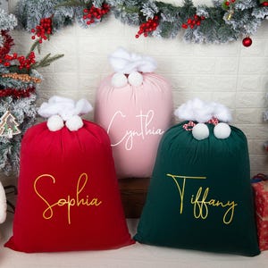Custom Velvet Santa Sack, Christmas Gift Bag, Xmas Gift Bags, Christmas Gift Bag for New Year Christmas Party Supplies Favors