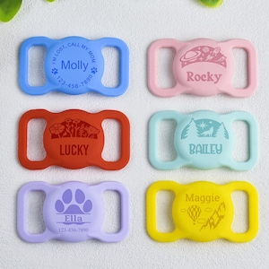 AirTag Dog Collar Holder,Custom AirTag Case,Slide on Dog Name Tag,Dog Collar Air Tag Case,Engraved Silicone AirTag holder,Animal Collar Tag