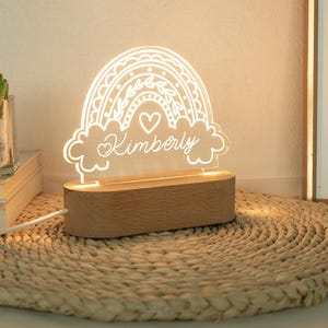 Personalized Acrylic Night Light, Personalized Rainbow, Custom Nightlight, gift for Kids, Gift for him,Custom Star Nightlight, Nursery Decor