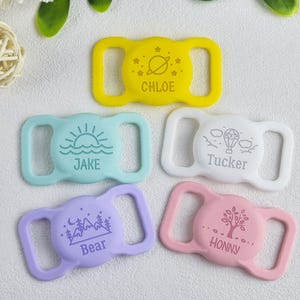 AirTag Pet Collar Holder,Slide on Dog Name Tag,Custom AirTag Case,Dog Collar Air Tag Case,Engraved Silicone AirTag holder,Animal Collar Tag