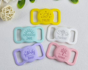 AirTag Pet Collar Holder,Slide on Dog Name Tag,Custom AirTag Case,Dog Collar Air Tag Case,Engraved Silicone AirTag holder,Animal Collar Tag
