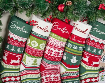 Embroidered Family Holiday Stockings,Christmas Stocking,2025 Christmas Knit Stocking,Christmas Décor,Christmas gift for family,holiday decor