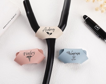 Custom Leather Stethoscope Name Tag, Engraved  Medical ID Tag,  Appreciation Gift for Doctor or Nurse, Nurse Accessories