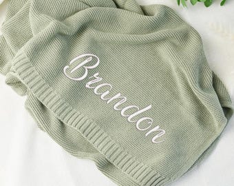 Custom Embroidery Knit Baby Blanket, Personalized Baby Name Blanket,Newborn Blanket, Soft Custom Personalized baby blanket