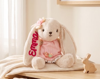 Newborn Keepsake Bunny Plush, Personalized 3D Yarn Name Plush, Baby Shower Gift, First Birthday Gift