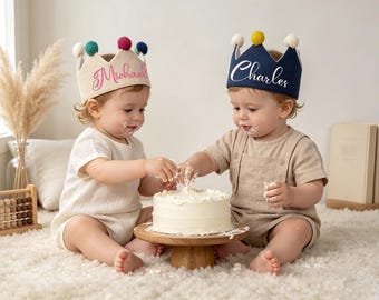 Hand-Embroidered Name Crown, 1st Birthday Princess Crown, Custom Keepsake Crown for Kids, Baby Photo Prop Birthday Gift
