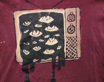 TV-Watching geht beide Wege SHIRTS, Black Goop Fernsehen, Siebdruck-T-Shirt-Design, Originaldesign