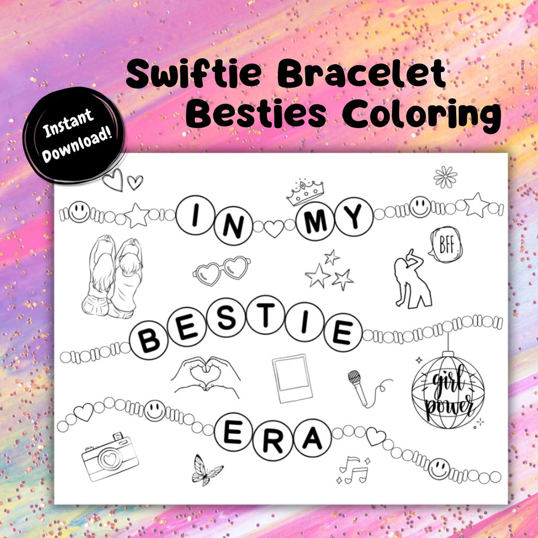 Bestie Era Bracelet Coloring Page: Swiftie Friendship Bracelet PDF - Etsy