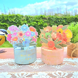 Pop-up Flower Card, 3D Floral Birthday Wedding Anniversary Card, Flower bouquet Greeting Card dla kobiet, mężczyzn, dziewcząt, chłopców, dzieci