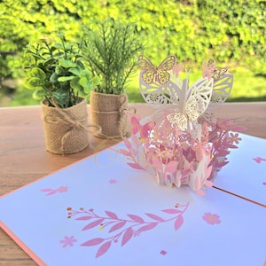 Mariposa - Tarjeta de felicitación de cumpleaños, San Valentín y aniversario con diseño de mariposa emergente con sobre y tarjeta en blanco para mujeres, damas y niñas