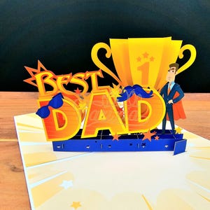 Best Dad Pop-up Card, Pop Up Father's Day Card, 3D Father's Birthday Retirement Congratulations Greeting with Envelope and Blank Card