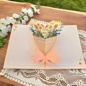 Carte de remerciement florale pop-up, carte de voeux bouquet de fleurs 3D, carte de remerciement florale pop-up, avec enveloppe et message vierge