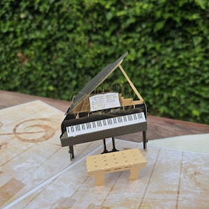 Tarjeta emergente de piano - Tarjeta de piano 3D - Tarjeta de felicitación de piano emergente con sobre y nota en blanco para bodas, aniversarios, graduaciones, cumpleaños