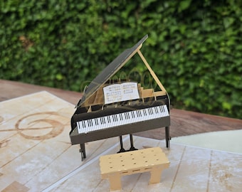 Cartão pop-up de piano - Cartão de piano 3D - Cartão de felicitações pop-up de piano com envelope e nota em branco para casamento, aniversário, formatura, aniversário