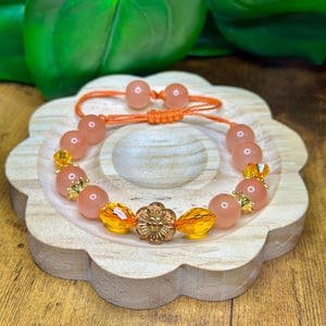 Sunset Blossom Bracelet-Adjustable Cord Bracelet– Handmade Sliding Knot Bracelet • Boho Minimalist • One-Size-Fits-All