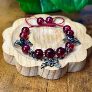 Crimson Charm Bow Bracelet-Adjustable Cord Bracelet– Handmade Sliding Knot Bracelet • Boho Minimalist • One-Size-Fits-All