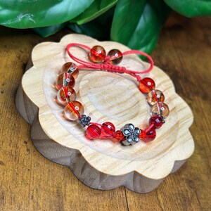 Red Bloom Bracelet-Adjustable Cord Bracelet– Handmade Sliding Knot Bracelet • Boho Minimalist • One-Size-Fits-All