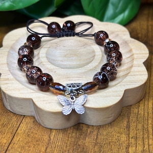 Brown Butterfly Bracelet-Adjustable Cord Bracelet– Handmade Sliding Knot Bracelet • Boho Minimalist • One-Size-Fits-All
