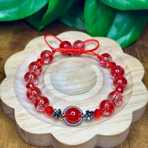 Ruby Blossom Bracelet-Adjustable Cord Bracelet– Handmade Sliding Knot Bracelet • Boho Minimalist • One-Size-Fits-All