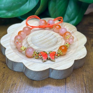 Orange Bloom Butterfly Bracelet-Adjustable Cord Bracelet– Handmade Sliding Knot Bracelet • Boho Minimalist • One-Size-Fits-All