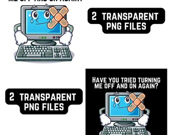 Lustige sarkastische Computer Clipart, trendige humorvolle PNG (2 Dateien)