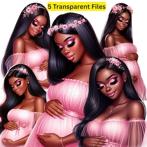 Linda mulher negra em vestido de tule rosa para gestante | | Vestido de tule para gestante | Sessão de fotos para chá de bebê | Vestido de tule para mulher negra com cabelo longo