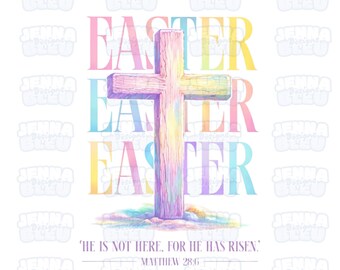 He Is Risen Easter Cross PNG | Christian Scripture Art (Digital Download)