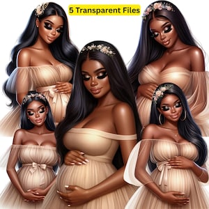 Vestido de tule para gestante | Ensaio fotográfico para chá de bebê | Linda mulher negra em vestido de tule bege para gestante | Vestido de tule para gestante com cabelos longos