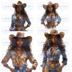 Black Cowgirl PNG Black Woman Cowgirl African American Cowgirl PNG Black Woman of Color Clipart Black Woman Clipart Gifts Western PNG