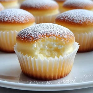 柔らかくふわふわの日本のコットンチーズケーキカップケーキのチュートリアル | ダウンロード。