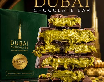 Dubai Chocolate Bar | Gourmet-Pistaziengenuss aus dem Nahen Osten | Einzigartiges Pistazien-Schokoladenerlebnis