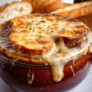 Sopa de cebola francesa autêntica | Conforto clássico estilo bistrô | Baixar.