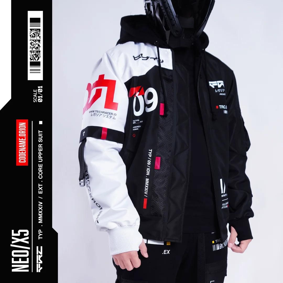White Techwear Jacket: Cyberpunk Varsity Cosplay Jacket - Etsy