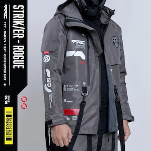 Chaqueta Cyberpunk Techwear: holograma reflectante, Taslan impermeable