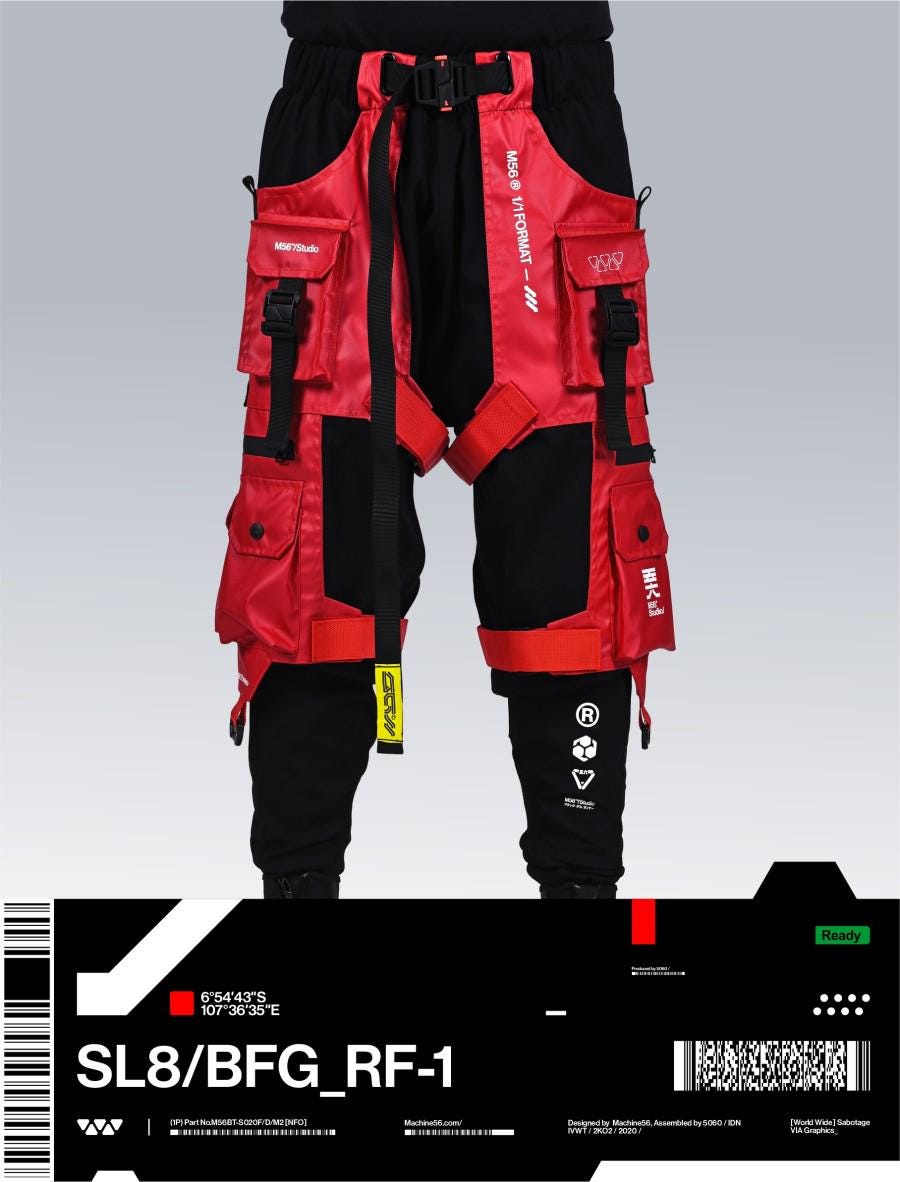 Black Red Tech Pants - Main Image