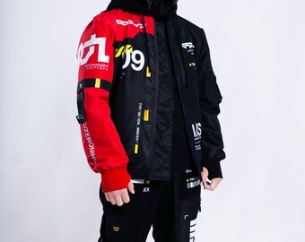 OTTO china jacket black × red Slash Motorcycle Softshell Spider – Rebelhorn Official
