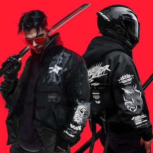 Techwear Jacket, Cybernetic Series Jacket - Cyberpunk jacket, Cyber street Jacket, Men Women Jacket Tactical, Varsity Japan, Cyberpunk