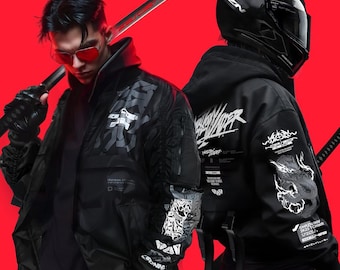 Techwear Jacket, Cybernetic Series Jacket - Cyberpunk jacket, Cyber street Jacket, Men Women Jacket Tactical, Varsity Japan, Cyberpunk