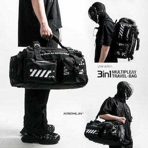 KRMLN Multiple Duffle Travel Bag 3 in 1 Techwear Black