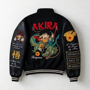 Limited Edition Embroidered Anime Bomber Jacket: Goku Akira Dragon Ball