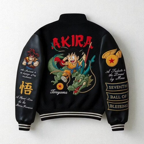 Blouson aviateur brodé anime édition limitée : Goku Akira Dragon Ball