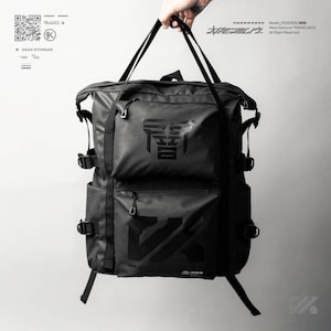 KRMLN Techwear Backpack Tactical Double Strap Sling Waist Bag, Laptop Sleeve, Totebag