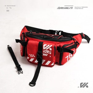 KRMLN Waistbag Double Strap Sling Waist Bag - Cyrax Red