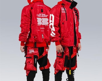 Techwear Cyberpunk Jacket: Detachable Hood, 5 Pockets