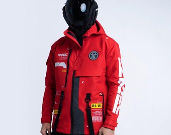 SOS TE NUTO layered jacketコスプレ　衣装　punk Techwear Jacket, Cybernetic Series Jacket - Cyberpunk Jacket